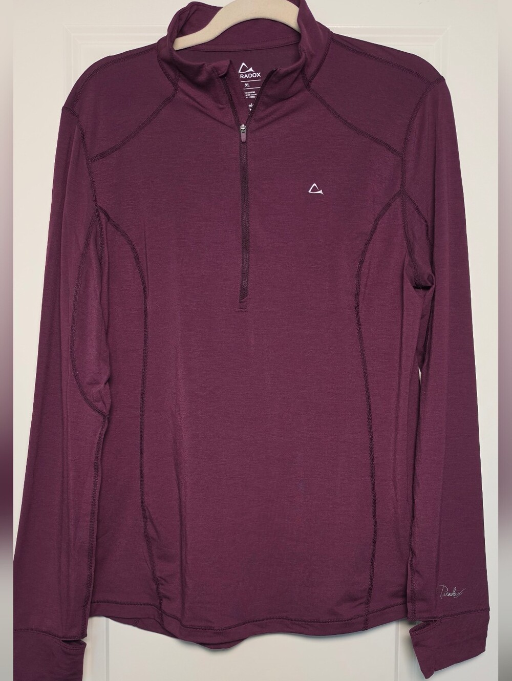 PARADOX Merino Wool Blend Quarter Zip Base Layer XL Plum Purple Athletic Pullove